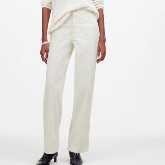 Madewell Pants Womens Emmett Wide-Leg Corduroy Welt Pocket Edition White 25 NEW - Picture 1 of 8